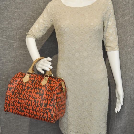 Louis Vuitton Monogram Graffiti Speedy 30 Orange 2 of 9