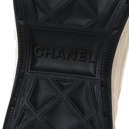 Chanel Velvet Calfskin Mixed Fibers CC Sneakers 37 Ivory Black 6 of 8