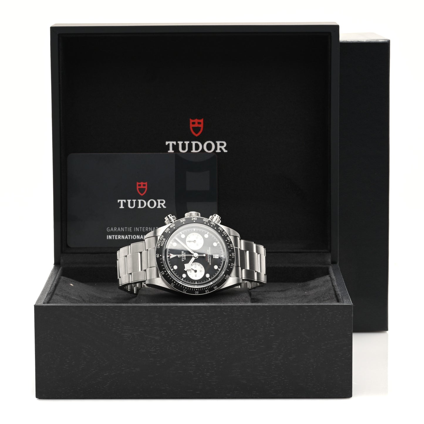 Stainless Steel 41mm Black Bay Chronograph Reverse Panda Automatic Watch Black 79360N