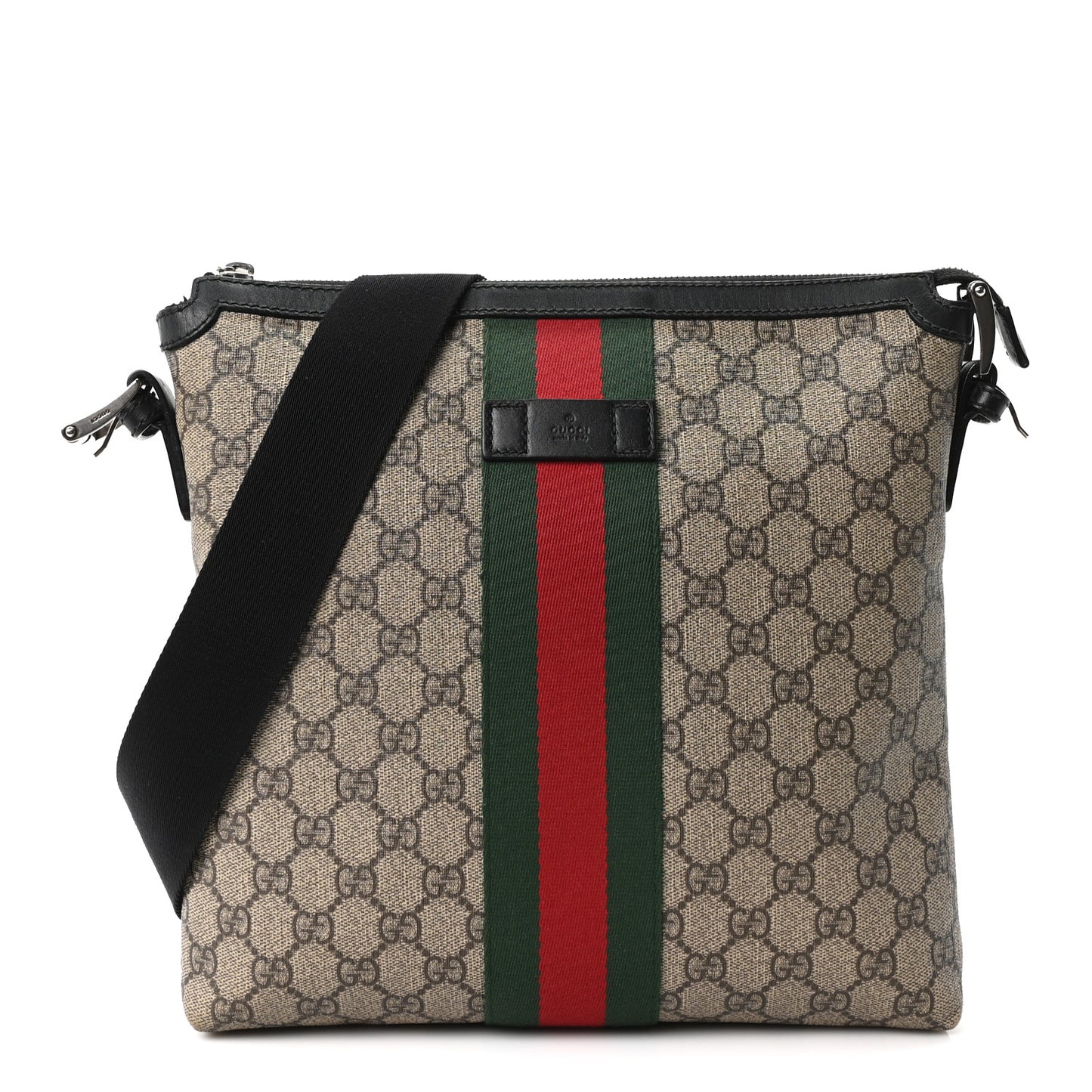 GG Supreme Monogram Web Messenger Bag Black