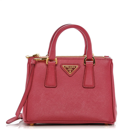 Prada Saffiano Lux Micro Galleria Double Zip Tote Peonia 1 of 7
