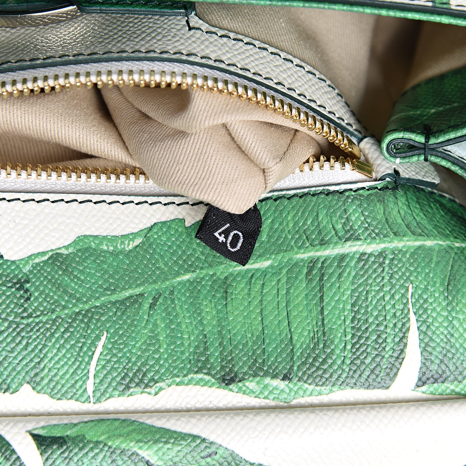 Dolce & Gabbana Dauphine Banana Leaf Print Medium Miss Sicily Satchel Green White 7 of 10