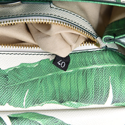 Dolce & Gabbana Dauphine Banana Leaf Print Medium Miss Sicily Satchel Green White 7 of 10