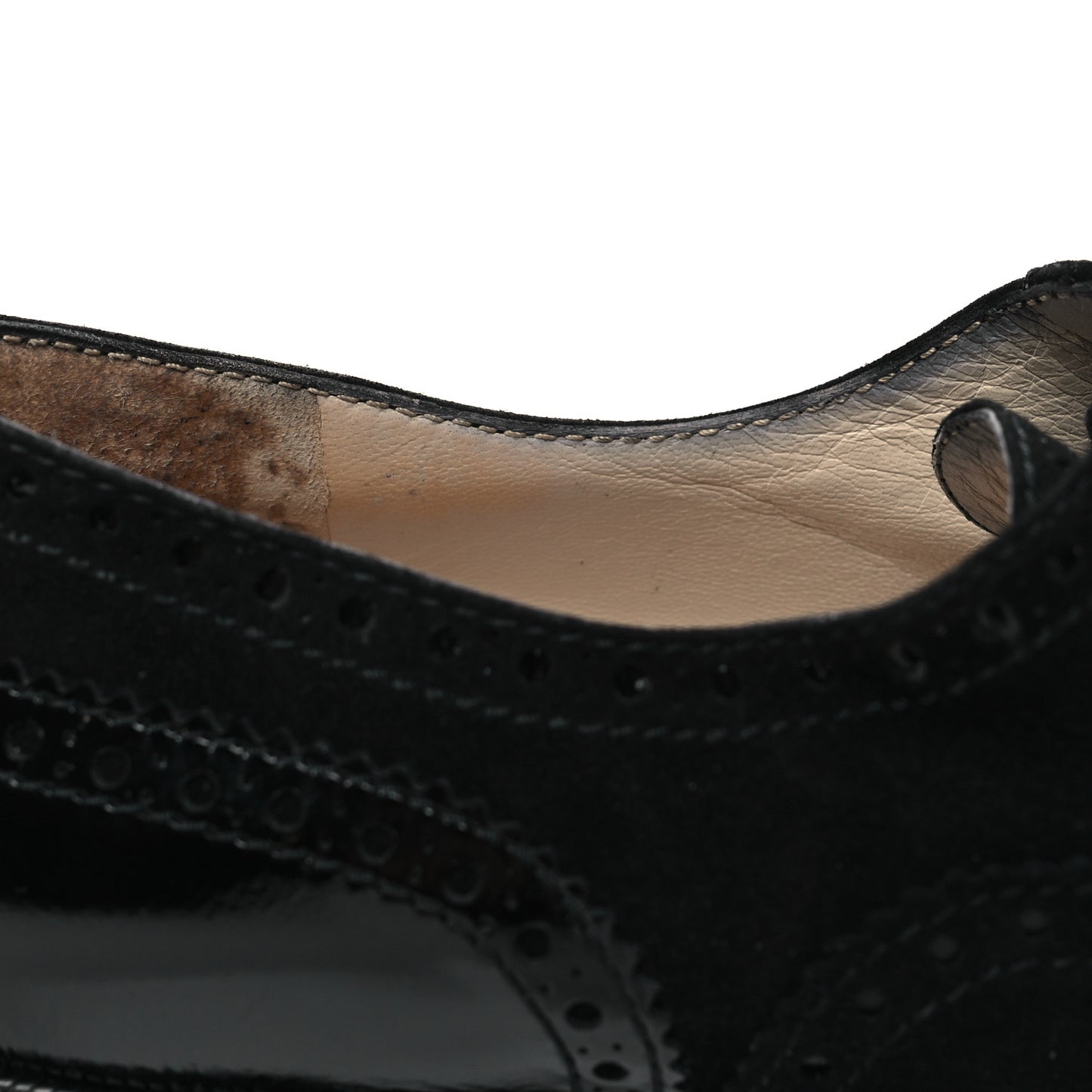 Patent Calfskin CC Brogue Lace Up Oxfords 38.5 Black