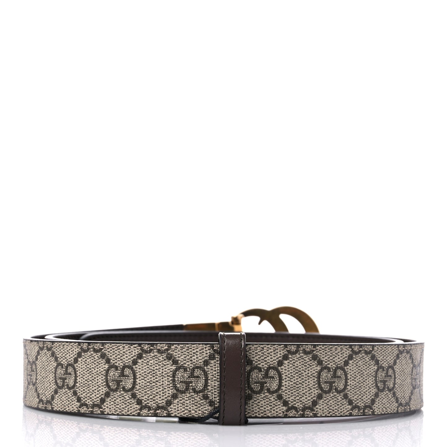 GG Supreme Monogram Plutone Calfskin Double G Reversible 30mm Belt 105 42 Beige Ebony New Acero