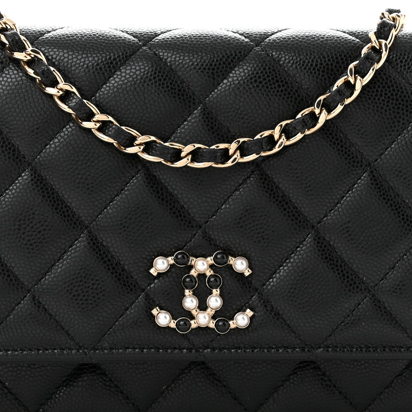 Caviar Quilted Coco Candy Wallet On Chain WOC Black