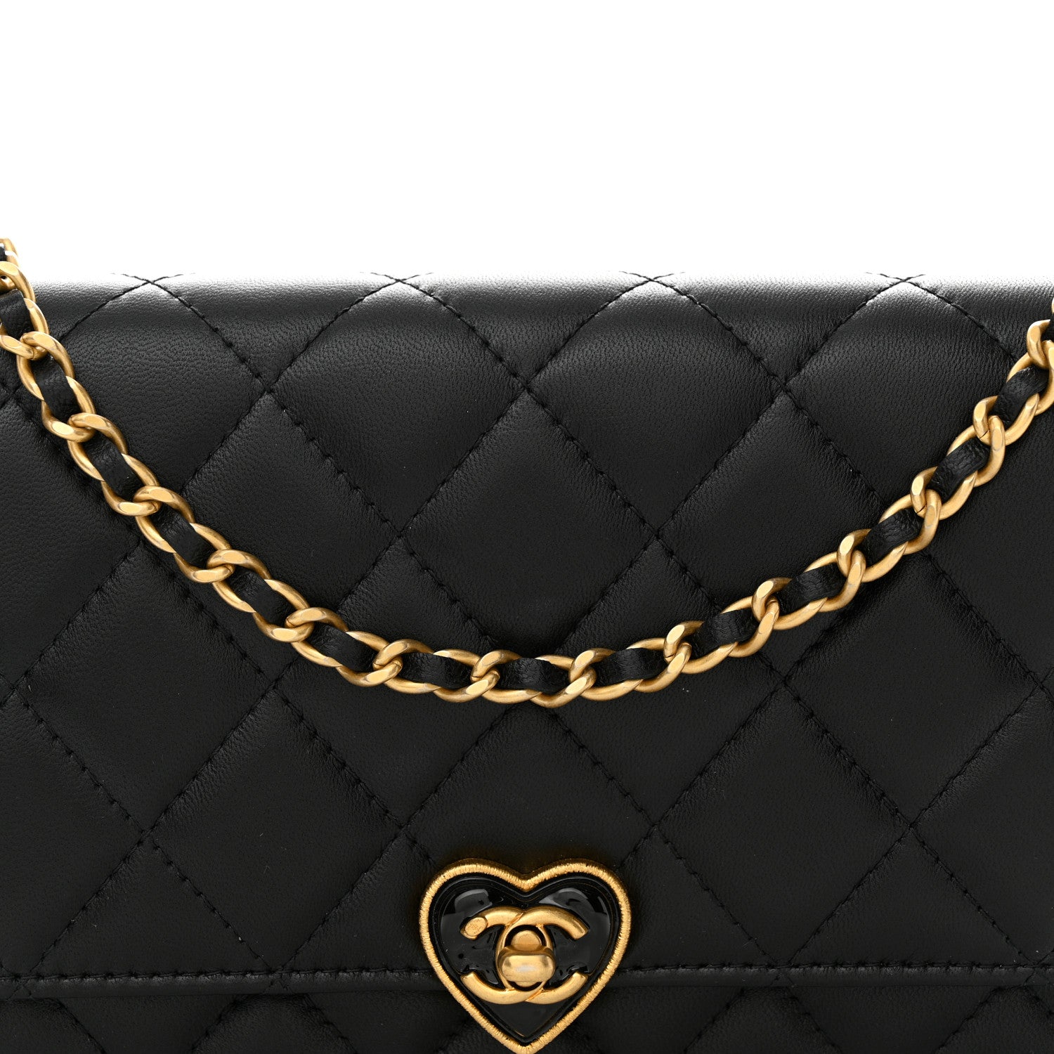 Chanel Lambskin Plexiglass Quilted Coco Love Wallet On Chain WOC Black 10 of 12