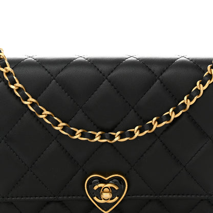 Chanel Lambskin Plexiglass Quilted Coco Love Wallet On Chain WOC Black 10 of 12