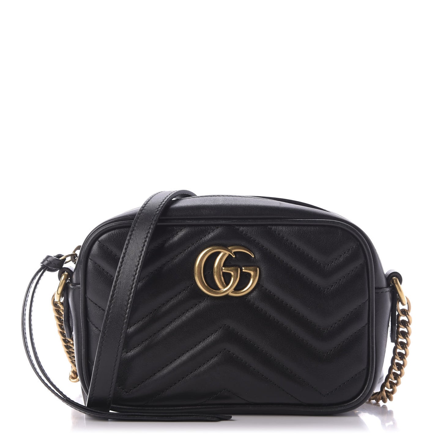 Calfskin Matelasse Mini GG Marmont Chain Shoulder Bag Black