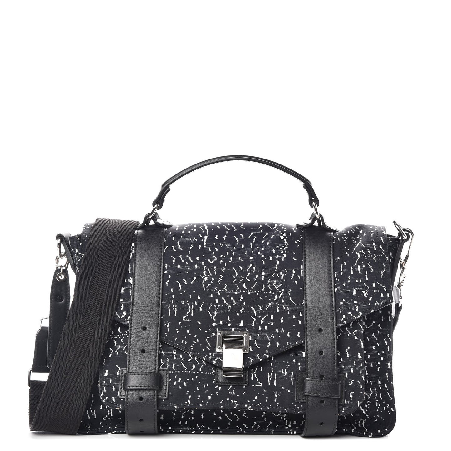Nylon Printed Medium PS1 Satchel Black
