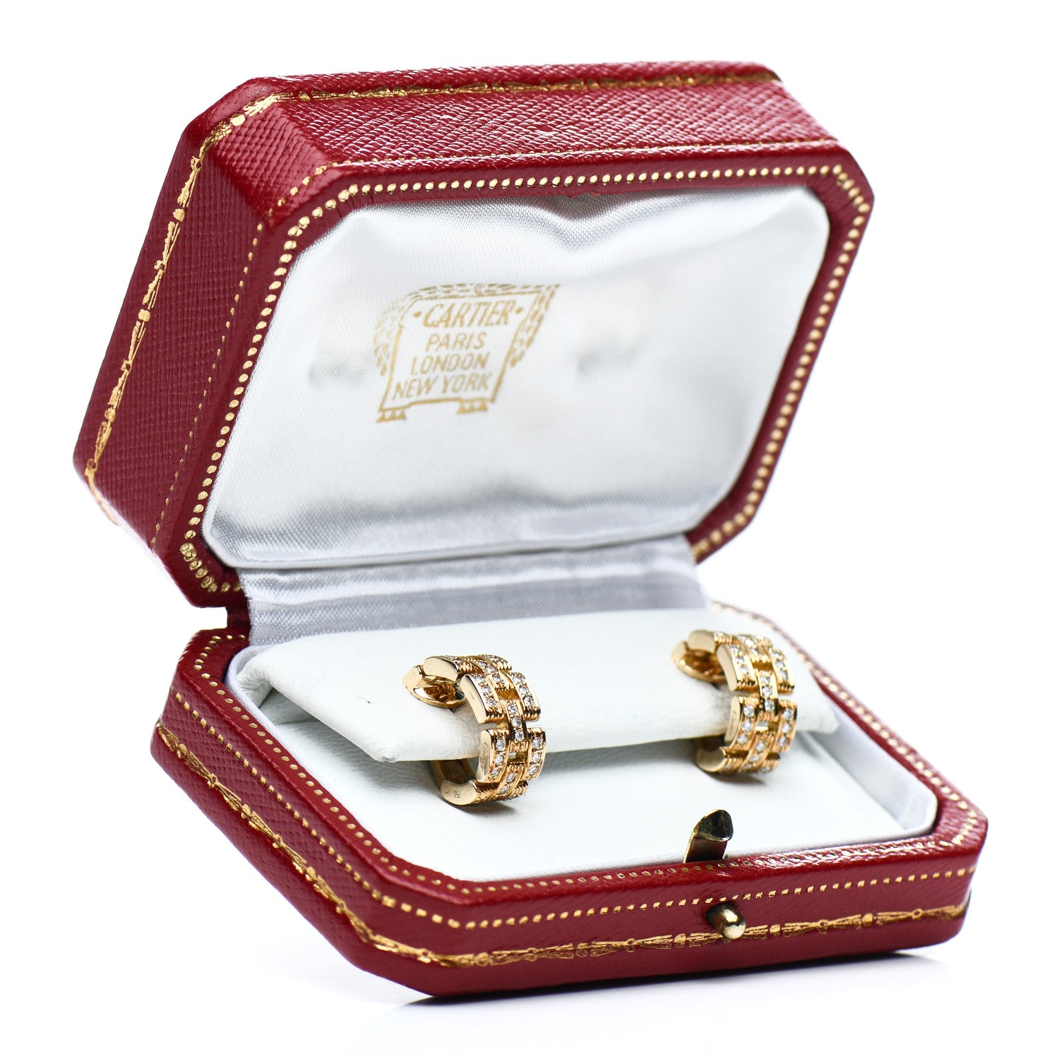 Cartier 18K Yellow Gold Diamond Panthere Maillon Earrings 5 of 5