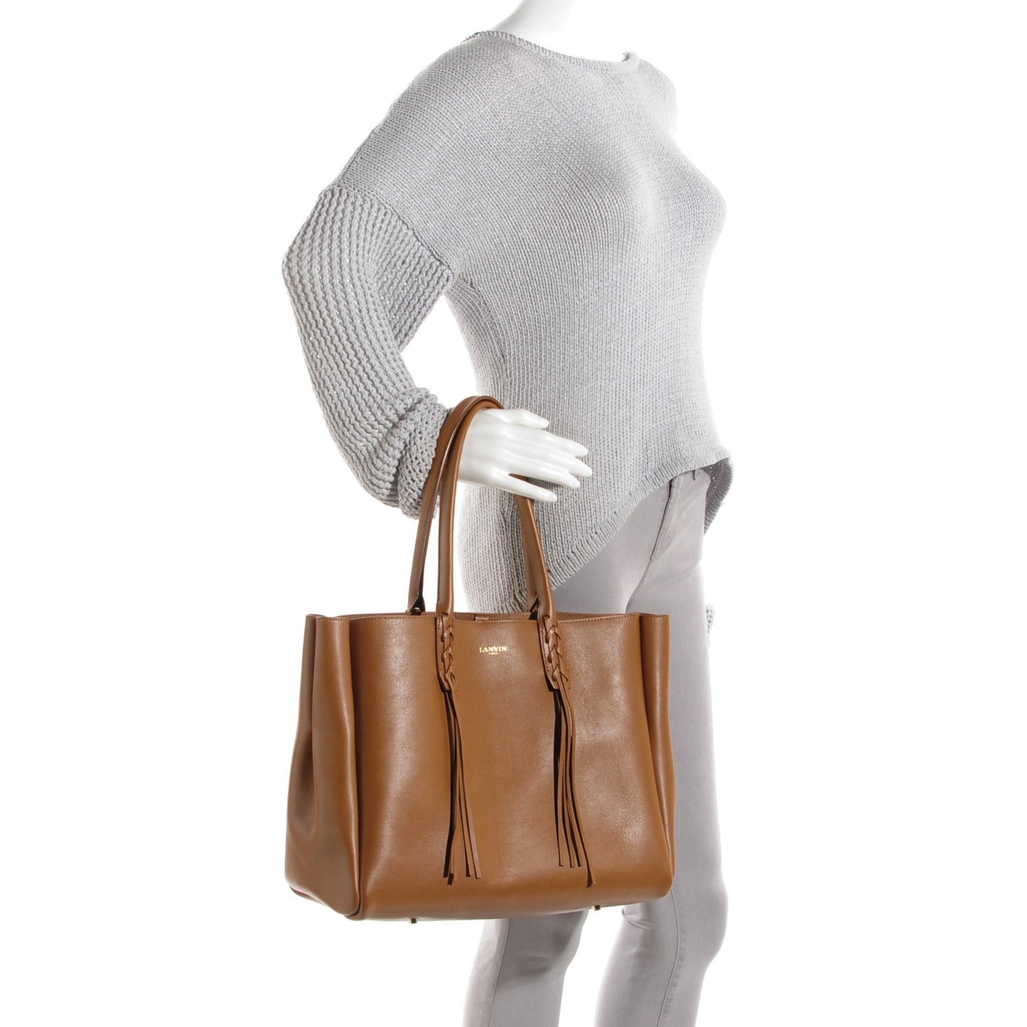 Smooth Calfskin Small Fringe Shopper Tote Hazel
