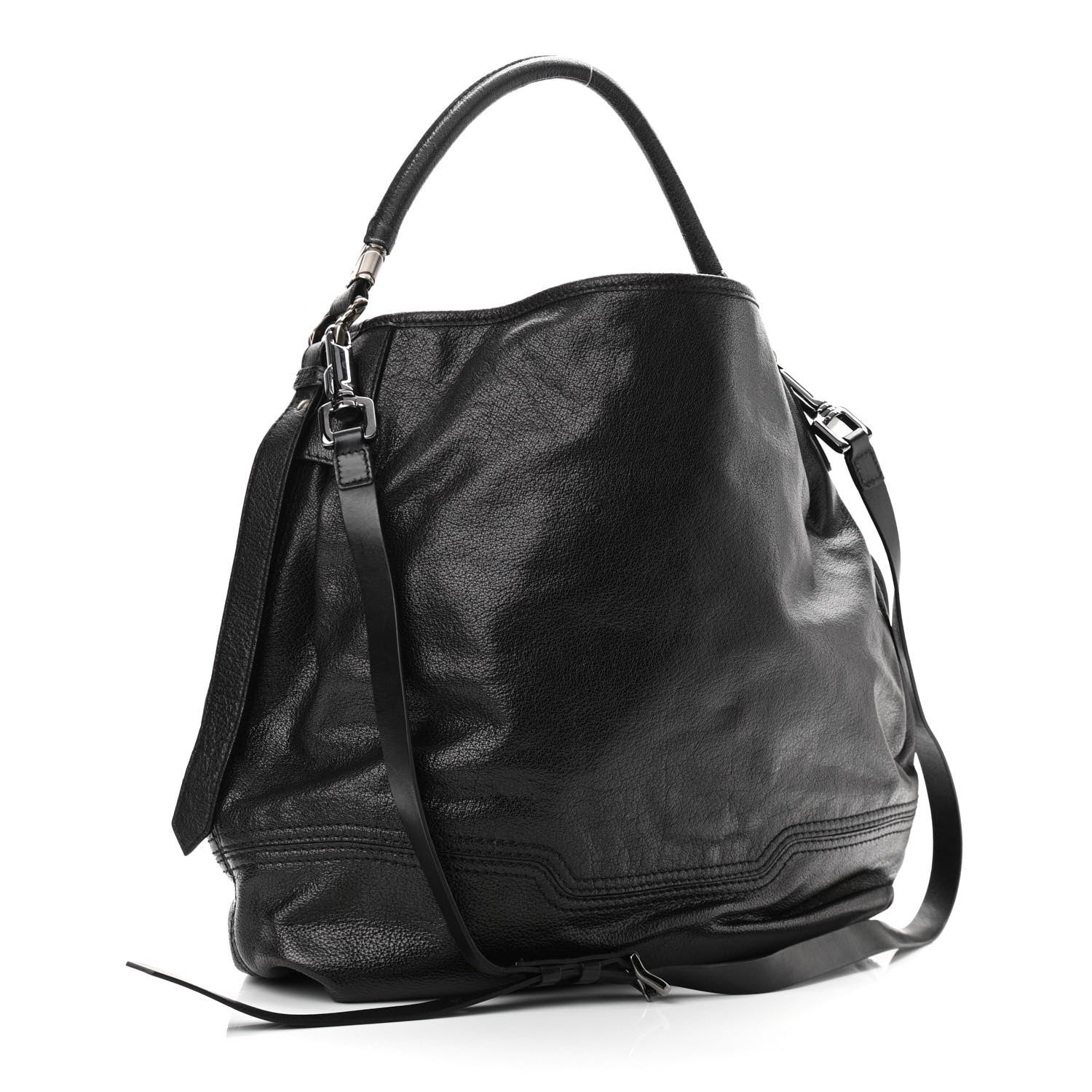 Burberry Grainy Calfskin Large Ashmore Hobo Black 2 of 12