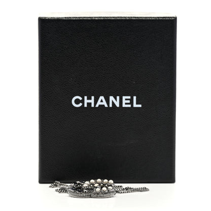 Chanel Ruthenium Gripoix Pearl CC Pendant Necklace Black White Pink 6 of 6