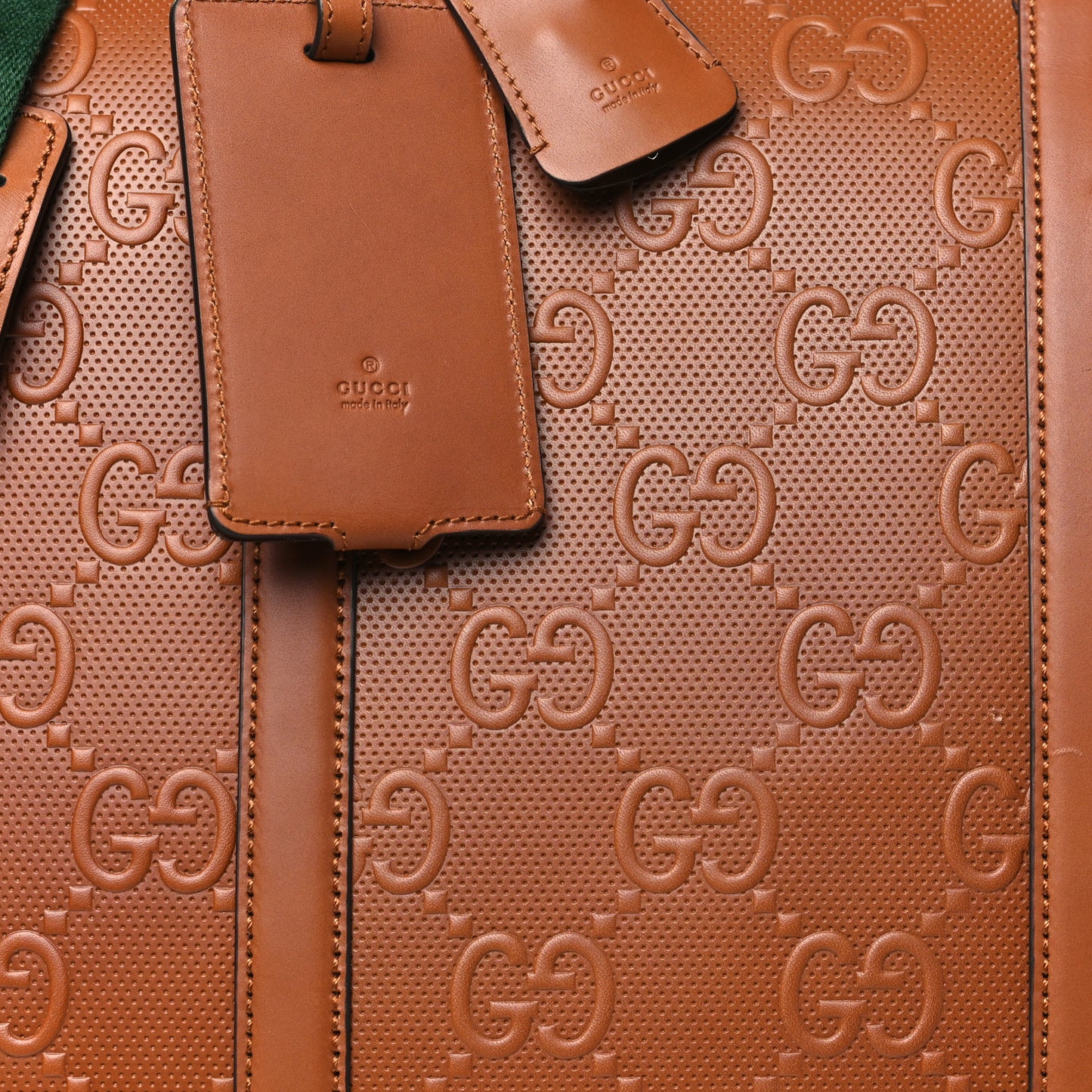 Calfskin GG Tennis Embossed Large Duffle Bag Brown