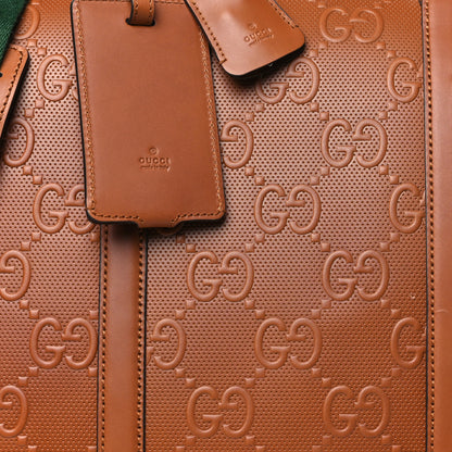 Gucci Calfskin GG Tennis Embossed Large Duffle Bag Brown 7 of 9