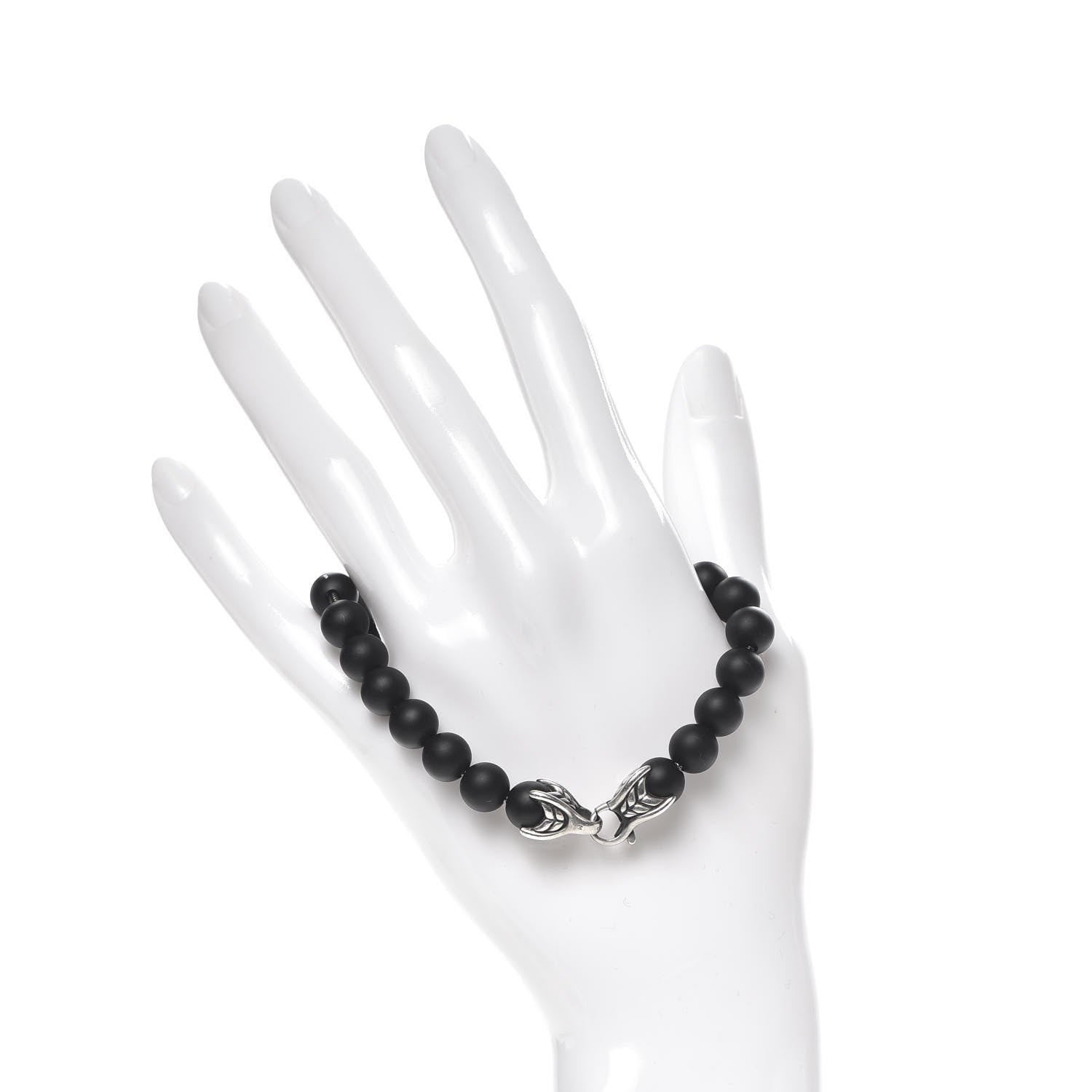 David Yurman Sterling Silver Black Onyx 8mm Spiritual Beads Bracelet 2 of 5