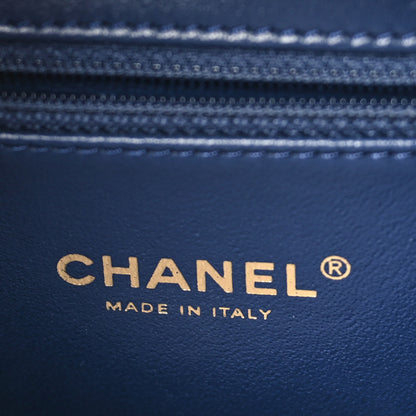 Chanel Tweed Snakeskin Quilted Medium CC Filigree Vanity Case Dark Navy 6 of 10