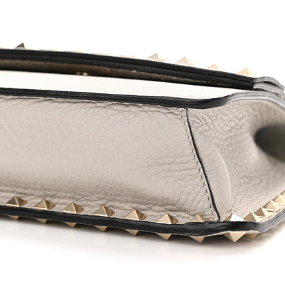 Valentino Garavani Pebbled Calfskin Rockstud Side Slip Crossbody Pastel Grey 8 of 12