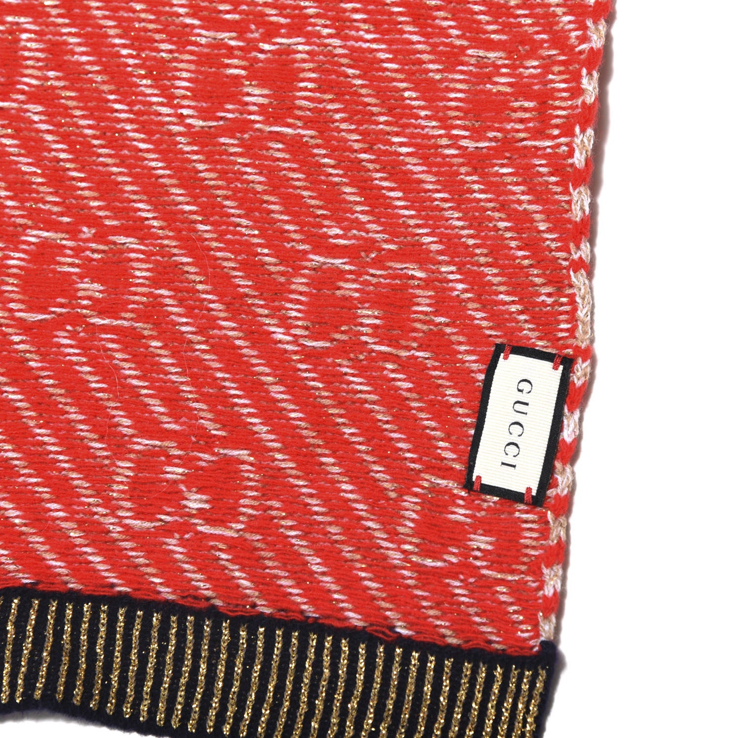 Gucci Metallic Wool Jacquard GG Monogram Scarf Red 3 of 4