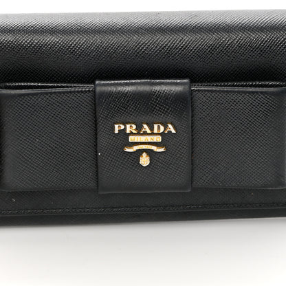 Prada Saffiano Bow Continental Wallet Black 16 of 17