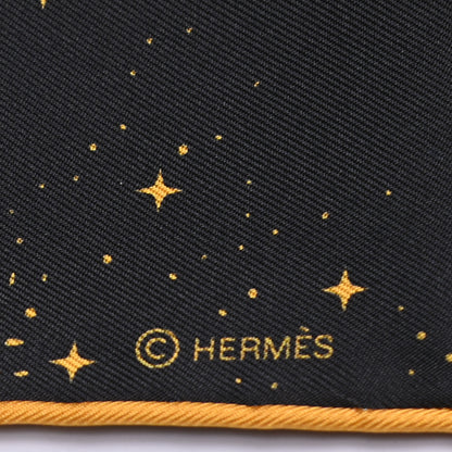 Hermes Silk Clair De Lune Double Face Scarf 90 Black Jaune D'Or Bleu 5 of 6