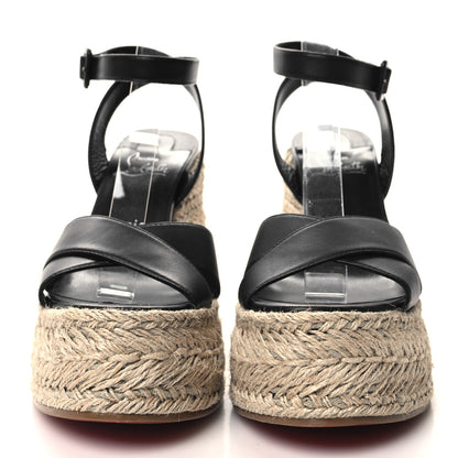 Christian Louboutin Goatskin Mariza Zeppa 130 Espadrille Sandals 38 Black 2 of 7