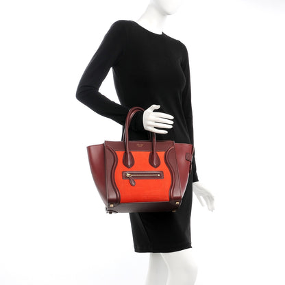 Celine Bullhide Calfskin Micro Bi-Color Luggage Vermillion 2 of 17
