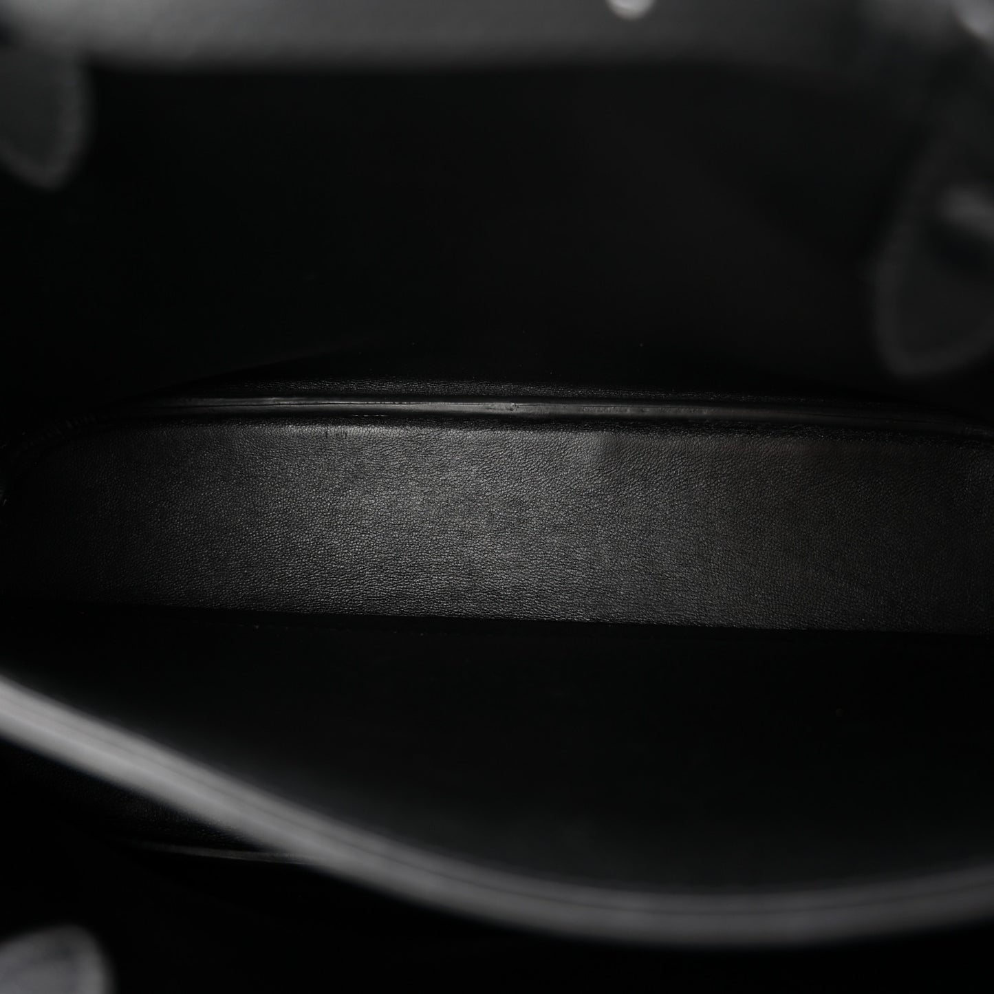 Soft Grain Calfskin Small Double Belt Tote Black