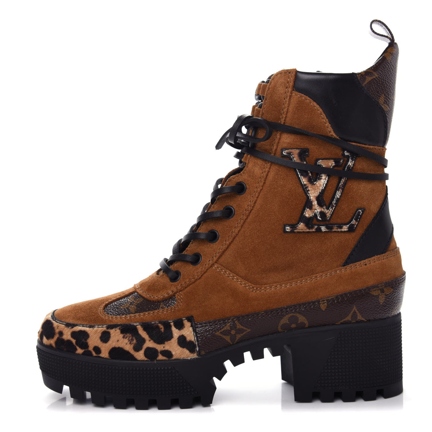 Louis Vuitton Suede Calfskin Monogram Laureate Platform Desert Boots 37.5 Cognac 1 of 9