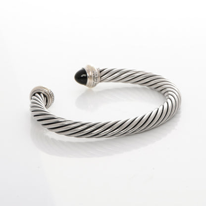 David Yurman Sterling Silver 14K Yellow Gold Black Onyx 7mm Cable Classics Bracelet 3 of 4