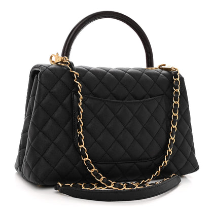 Chanel Caviar Lizard Embossed Quilted Small Coco Handle Flap Black 3 of 9