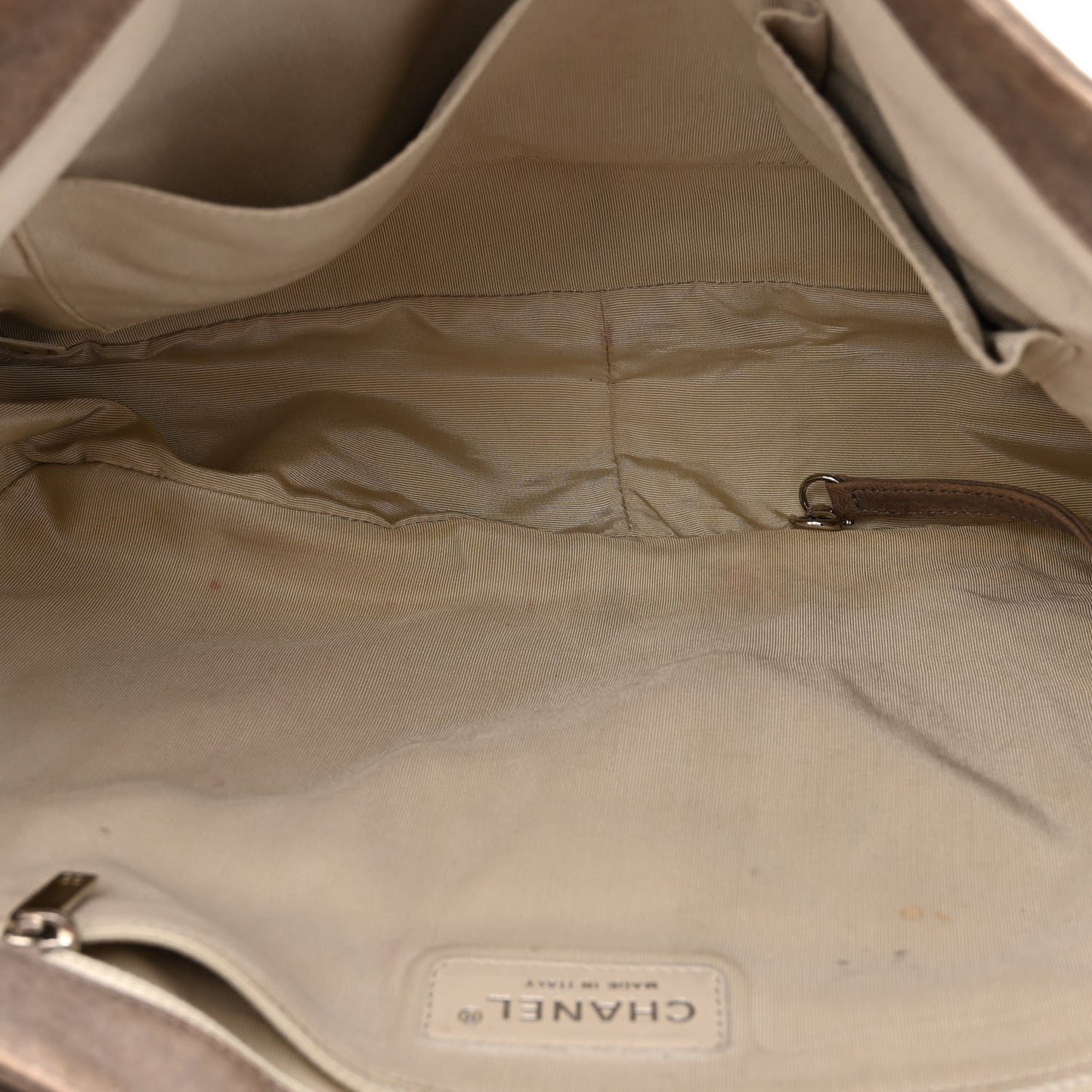 Washed Lambskin Quilted Chain Around Maxi Flap Taupe