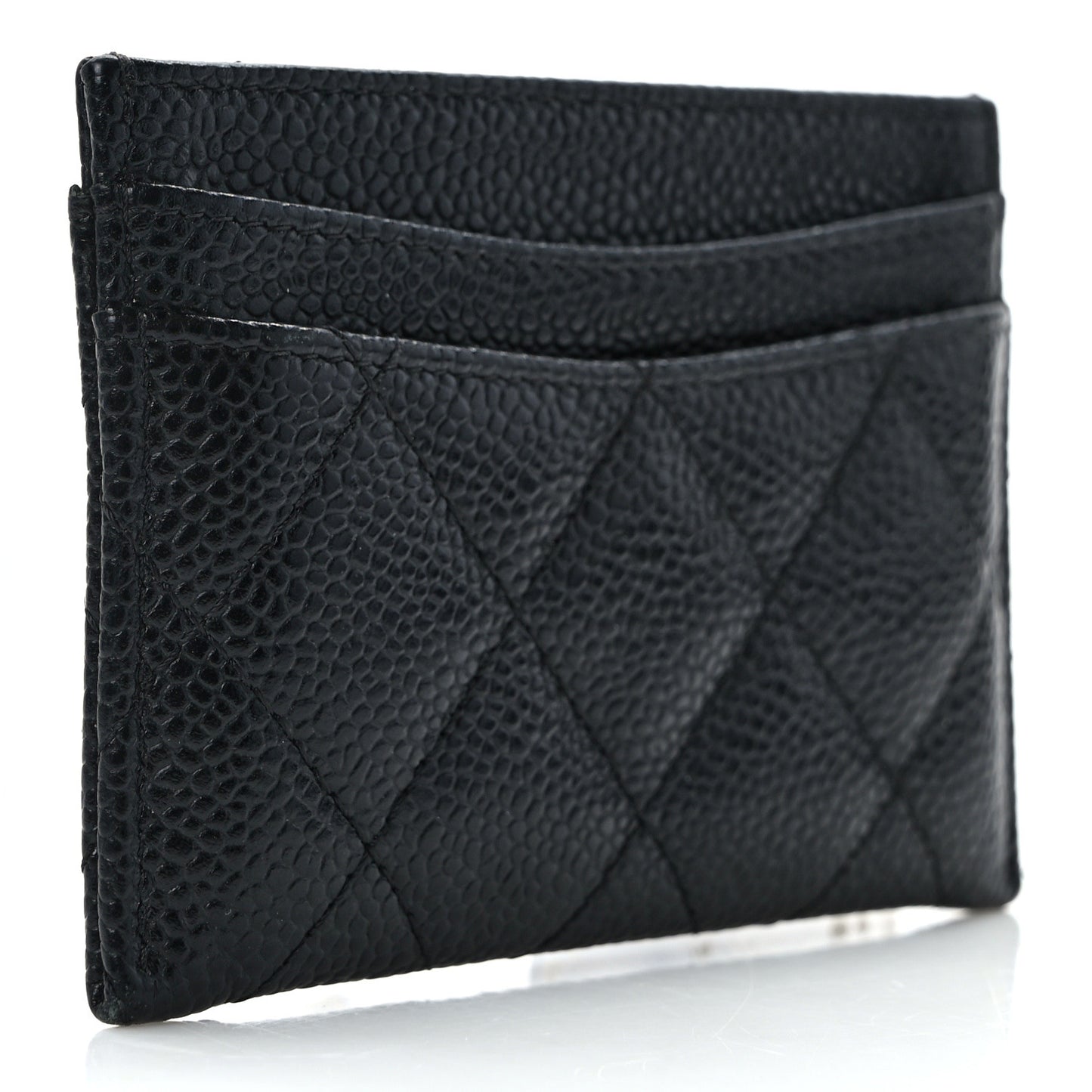 Caviar Quilted Card Holder Black