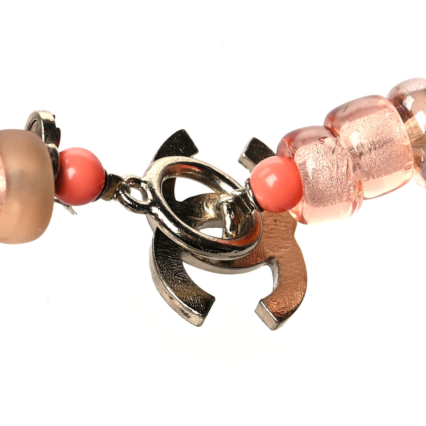 Pearl Beaded CC Long Necklace Pink