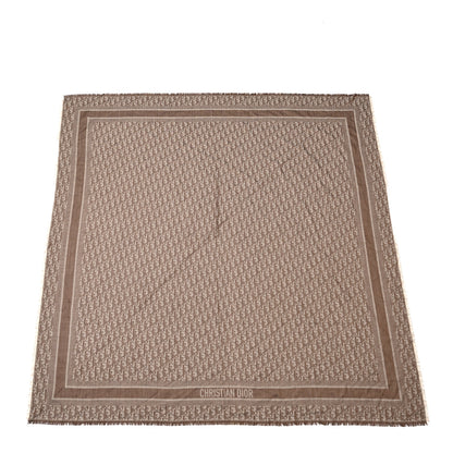Christian Dior Wool Silk Cashmere Oblique Shawl 140 Brown 1 of 3