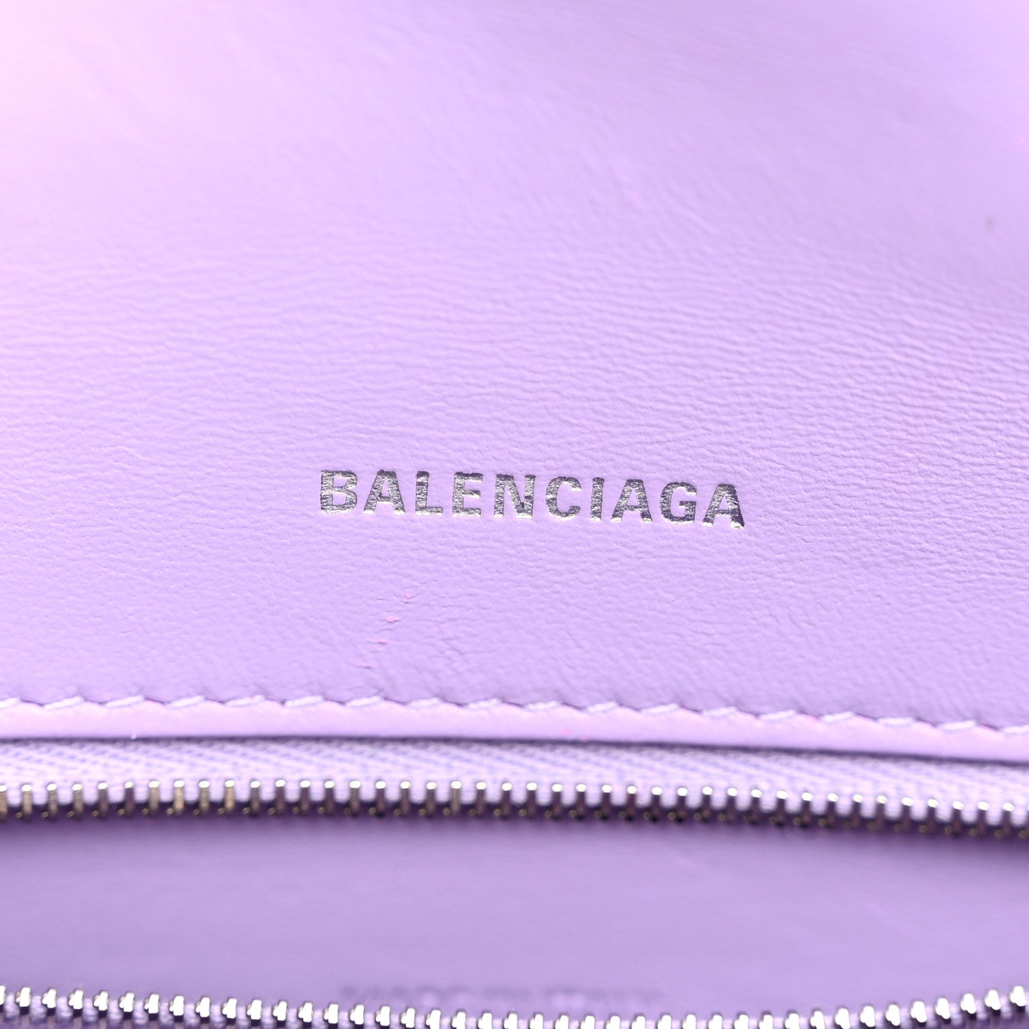Balenciaga Shiny Calfskin Crocodile Embossed Small Hourglass Top Handle Bag Lilac 6 of 13