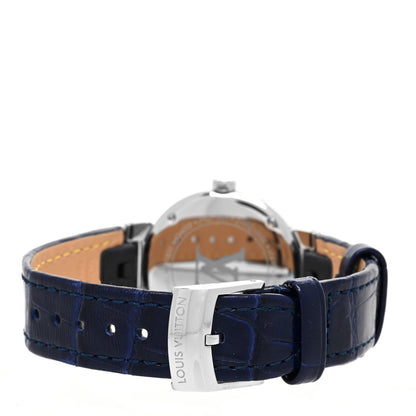 Louis Vuitton Stainless Steel Alligator Diamond 28mm Tambour Moon Quartz Watch 3 of 4