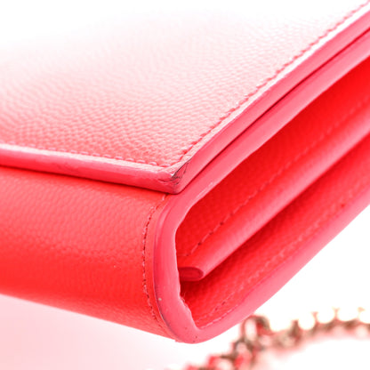 Saint Laurent Grain de Poudre Classic Letters Chain Wallet Fuchsia 14 of 14