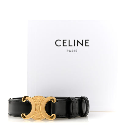 Celine Box Calfskin Medium 25mm Triomphe 80 32 Belt Black 8 of 8