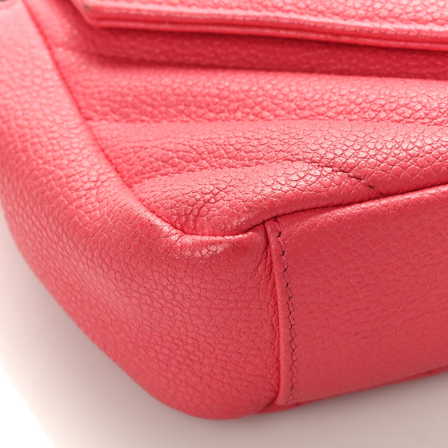 Grained Calfskin Matelassé Chevron Monogram Classic Baby Chain Bag Coral Pink
