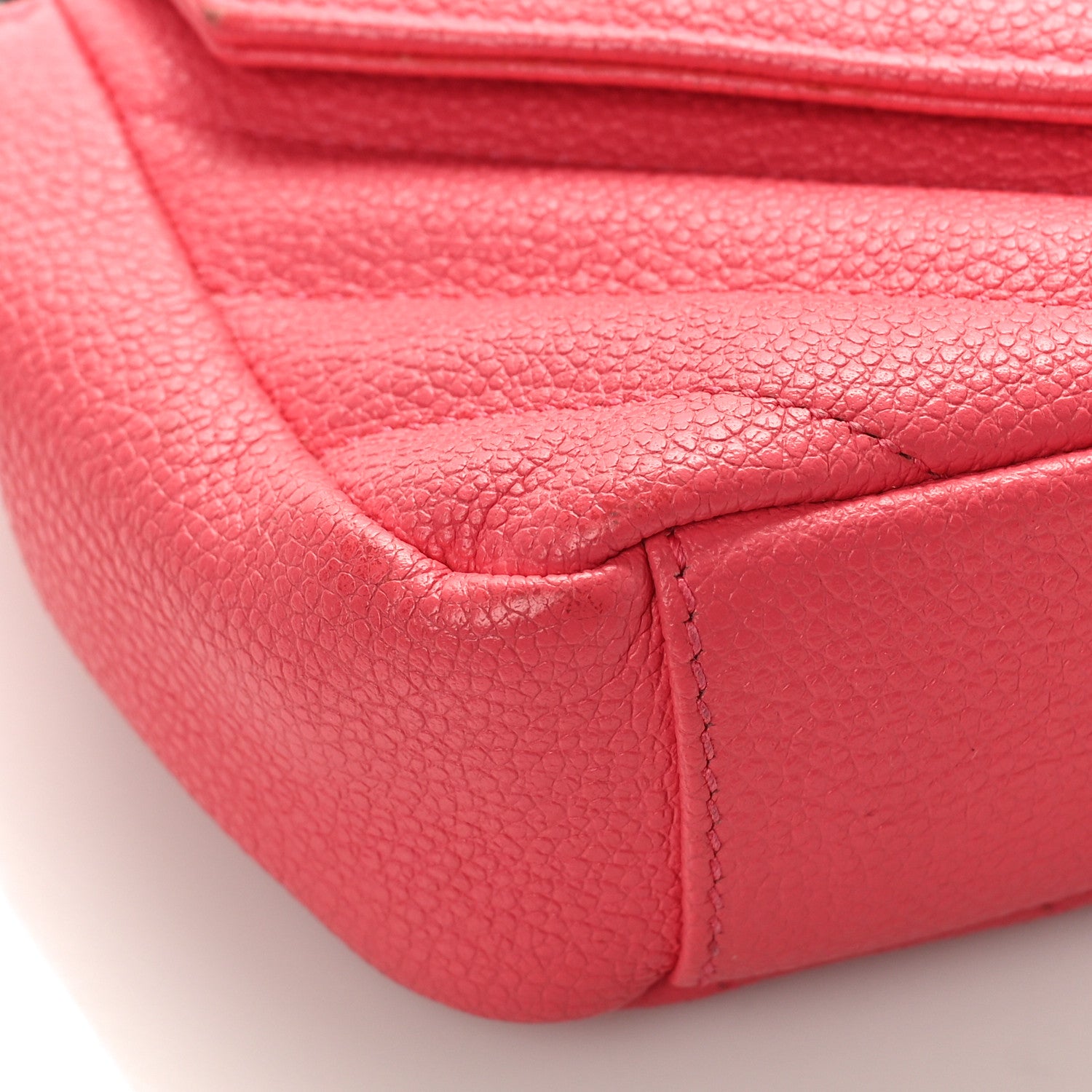 Saint Laurent Grained Calfskin Matelassé Chevron Monogram Classic Baby Chain Bag Coral Pink 7 of 8