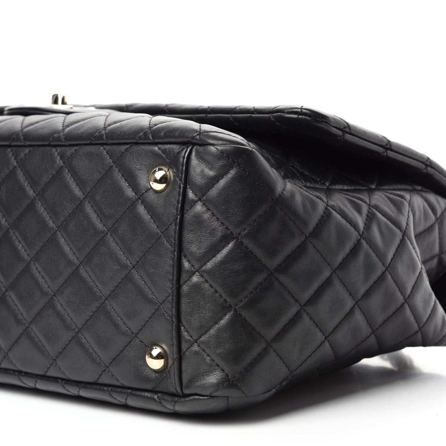 Calfskin Quilted XXL Travel Flap Bag Black