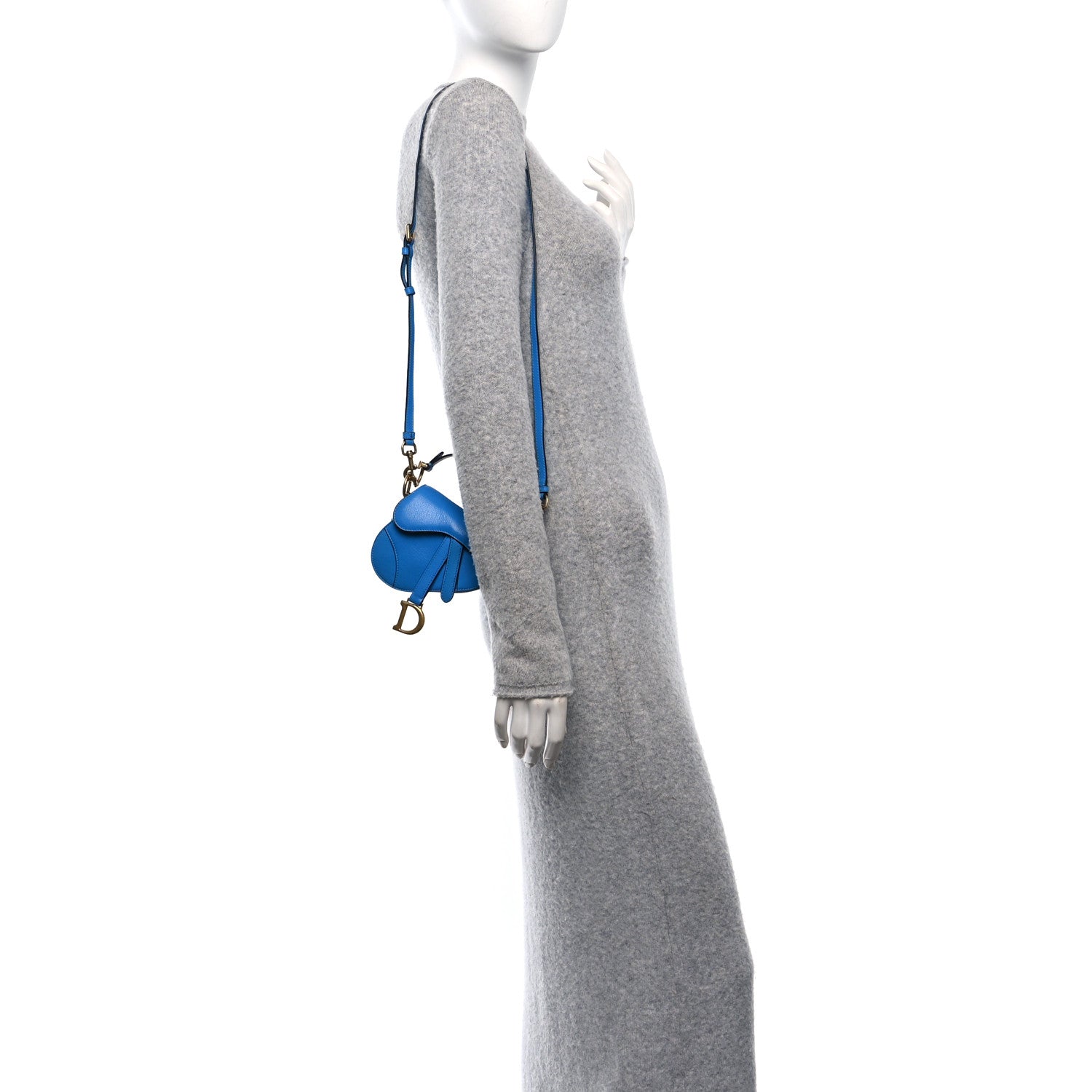 Christian Dior Goatskin Micro Saddle Bag With Strap Blue 2 of 10