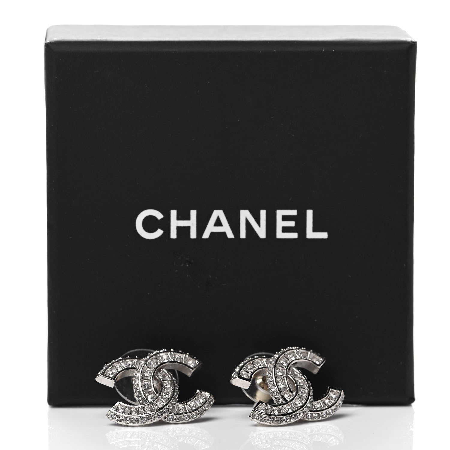 Chanel Crystal Timeless CC Earrings Light Gold 5 of 5