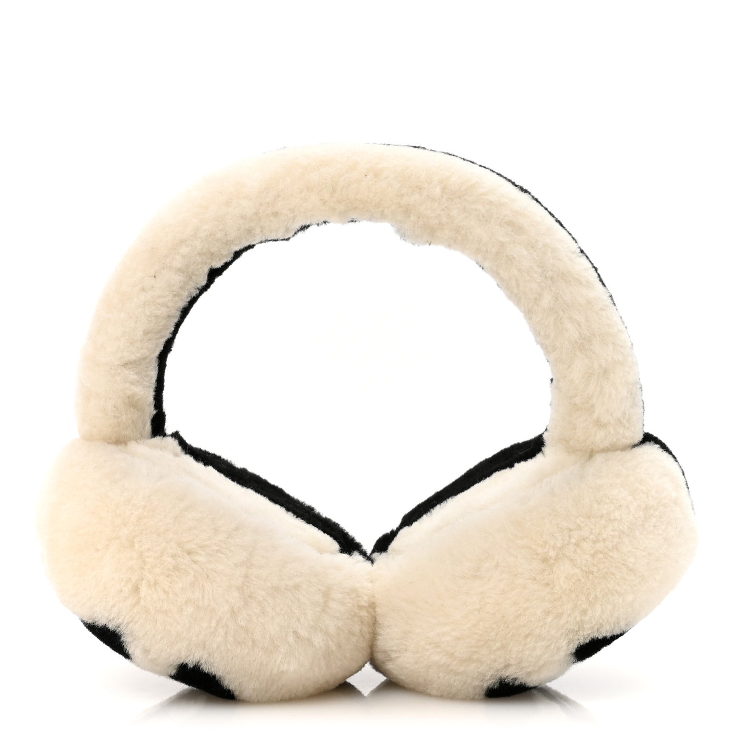 Shearling CC Bi-Color Ear Muffs White Black