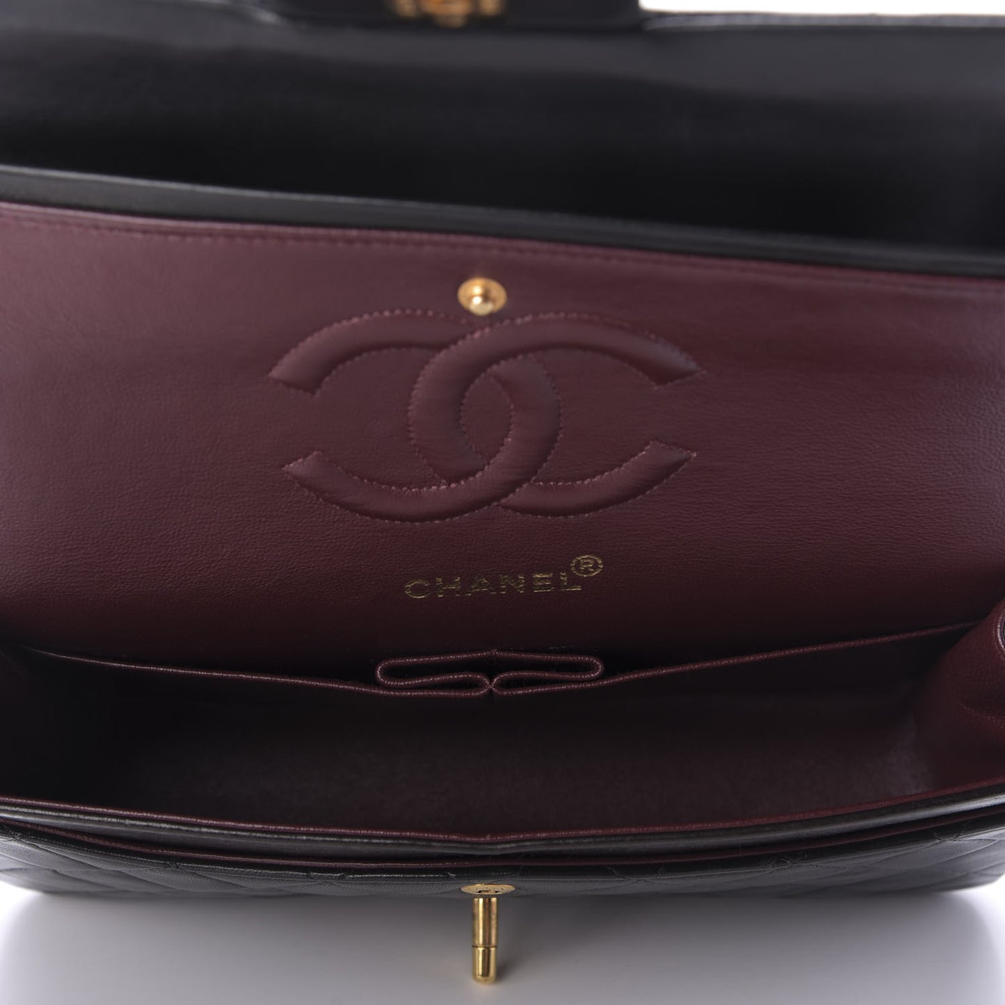 Lambskin Quilted Medium Double Flap Black