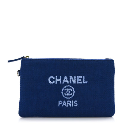 Chanel Mixed Fibers Small Deauville Pouch Blue 1 of 6