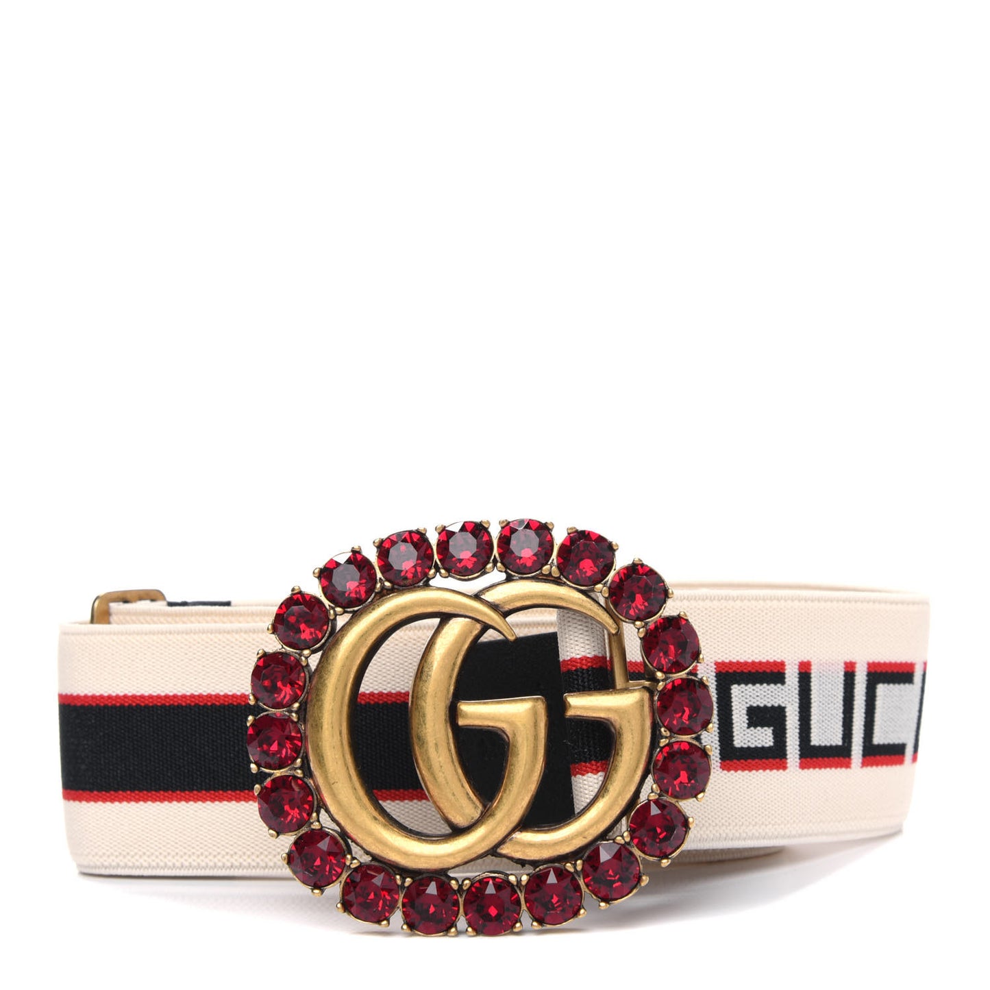 Jacquard Crystal Stripe Double G Belt 70 28 White