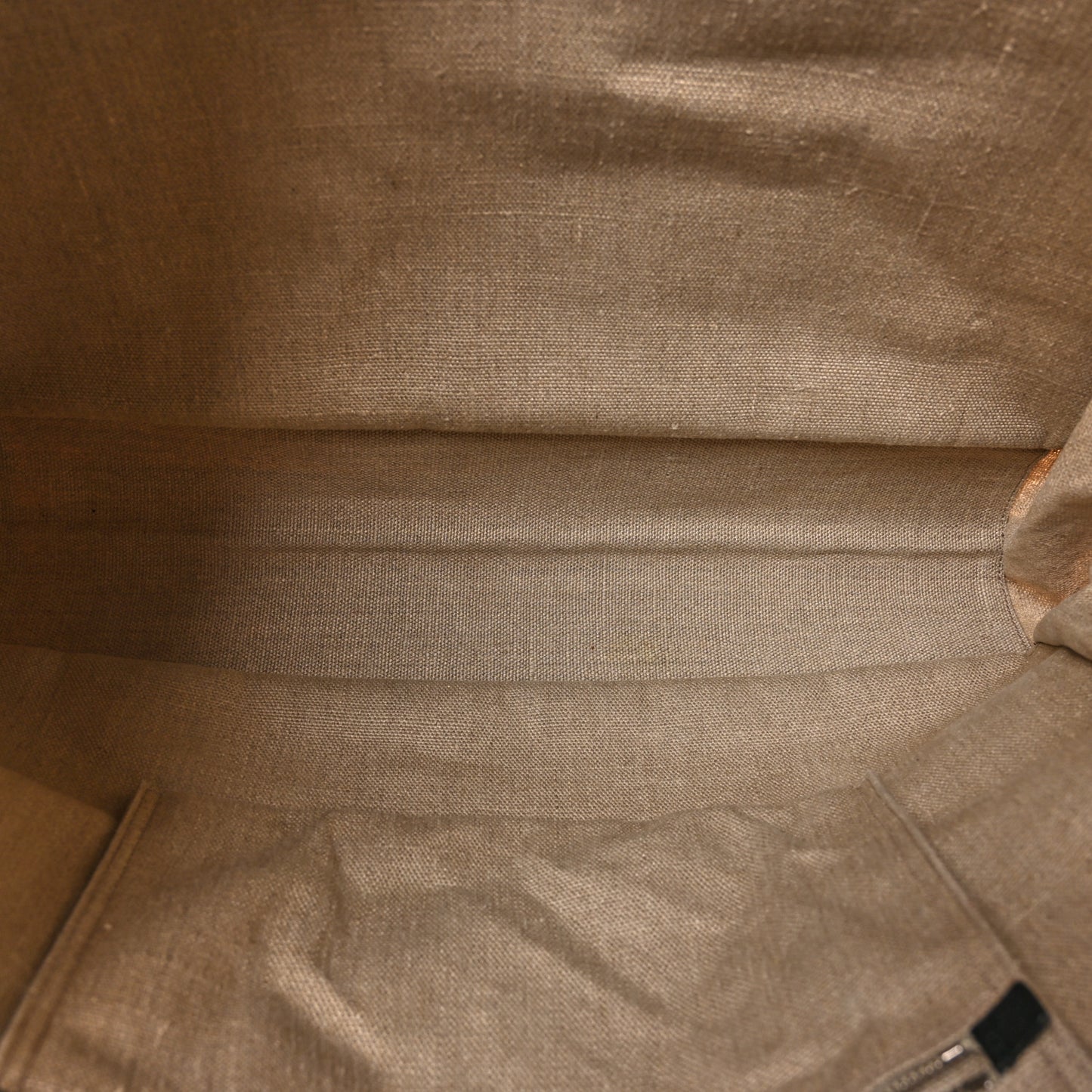 SAINT LAURENT Linen Calfskin Rive Gauche Tote Optic White